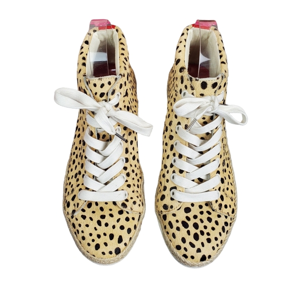 Dolce Vita Cheetah Animal Print Calf Hair Lace Up Sneakers Size 8.5 - Picture 4 of 9